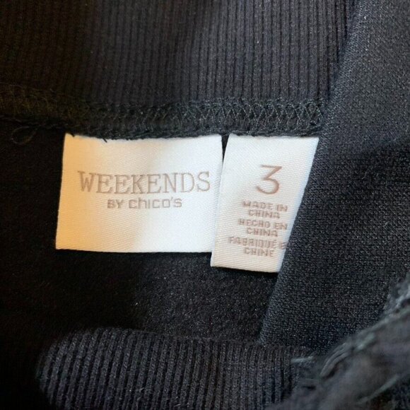 Chicos Weekends Womens XL Sweatshirt Black Full Zip Polyester Blend Lounge Relax - Picture 5 of 12